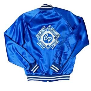Vintage Auburn Sportswear Royal Blue Satin Bomber Jacket Little League 14 Youth